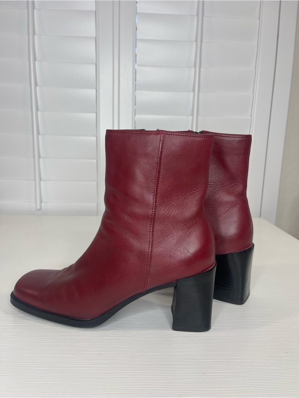 Markon Vintage Burgundy Leather Square Toe Boots
